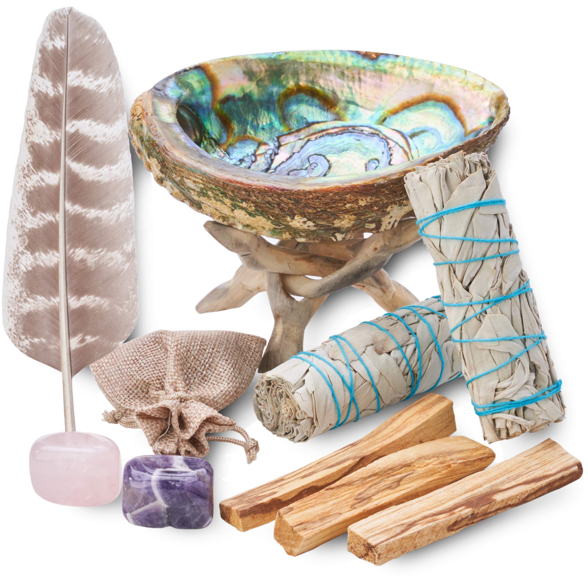 Home Cleansing & Smudging Kit with Abalone Shell & Stand